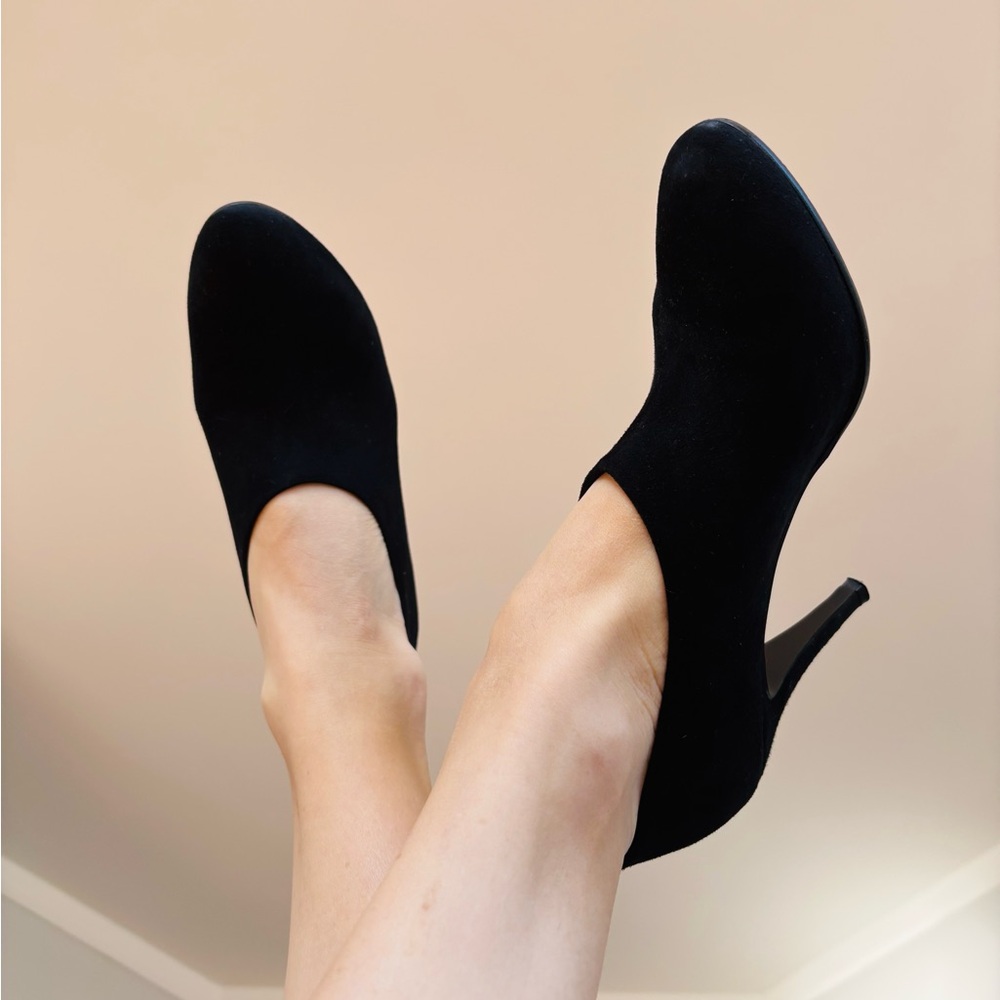 JCrew Bronson Black Suede platform booties size 8